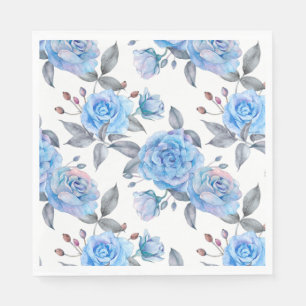 Serviette En Papier Beaux roses bleus, arrière - plan blanc,