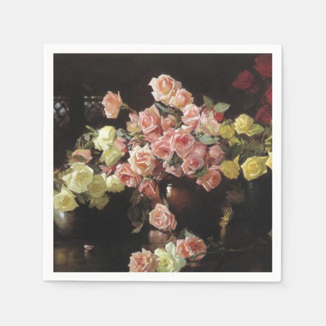 Serviette En Papier Beaux Roses (par Joseph DeCamp) (Devant)