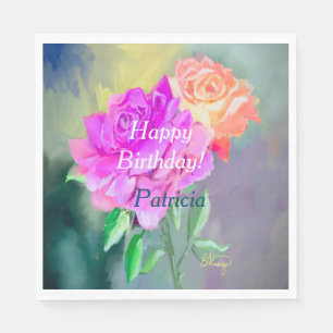 Serviette En Papier Beaux roses peints à la main pour une occasion spé