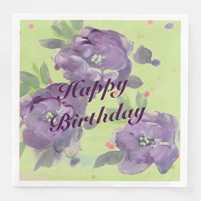 Serviette En Papier Beaux roses violets avec un morceau de rose (Devant)