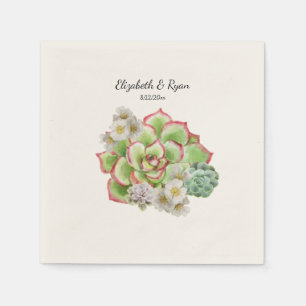 Serviette En Papier Beaux Succulents Fleurs Blanches Mariage,