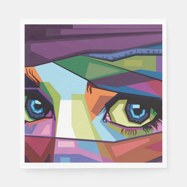 Serviette En Papier Beaux yeux pop art (Devant)