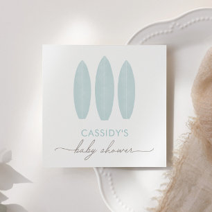 Serviette En Papier Bébé à bord Baby shower Blue Surfboard