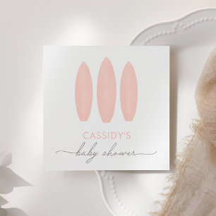 Serviette En Papier Bébé à bord Baby shower de surf rose