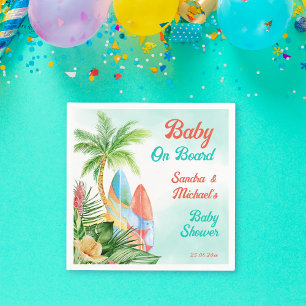 Serviette En Papier Bébé à bord baby shower de surf tropical personnal