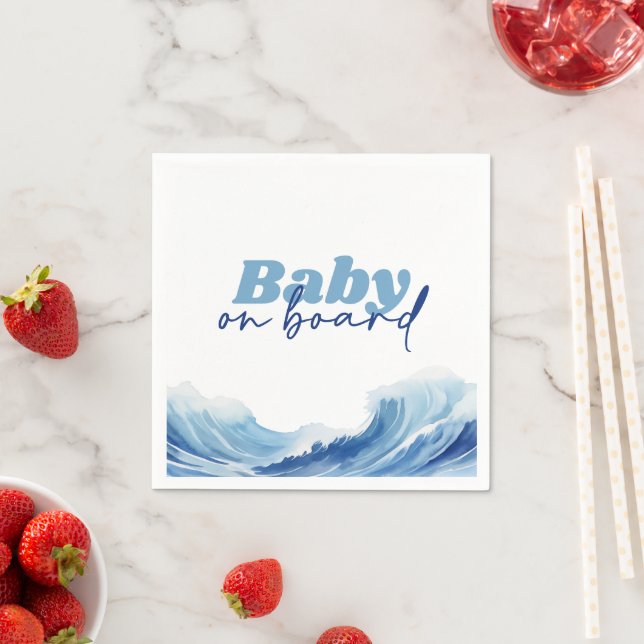 Serviette En Papier Bébé À Bord Baby shower Napkin, Baby shower Surf (En situation)