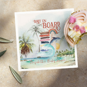 Serviette En Papier Bébé à bord Rétro Baby Shower d'été Surf