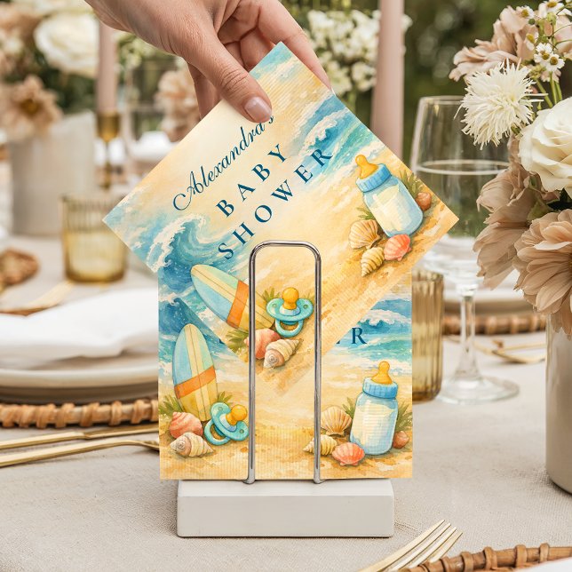 Serviette En Papier Bébé à Bord Surf Baby Shower (Créateur téléchargé)