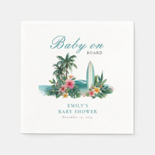 Serviette En Papier Bébé à Bord Surf Plage Baby Shower