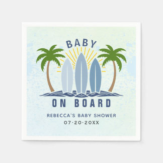 Serviette En Papier Bébé à bord surf splash bleu bébé garçon douche
