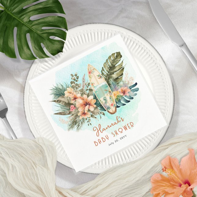 Serviette En Papier Bébé à bord Surf tropical Baby shower neutre (Créateur téléchargé)