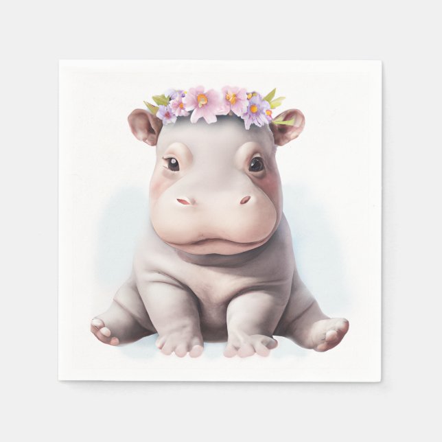 Serviette En Papier Bébé adorable Hippopotamus (Devant)