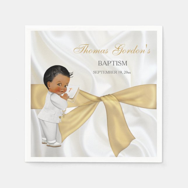 Serviette En Papier Bébé Africain Américain Baptême Baptême Baptême Ba (Devant)
