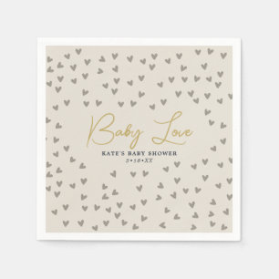 Serviette En Papier Bébé Amour Taupe Coeurs Sexe Baby shower neutre