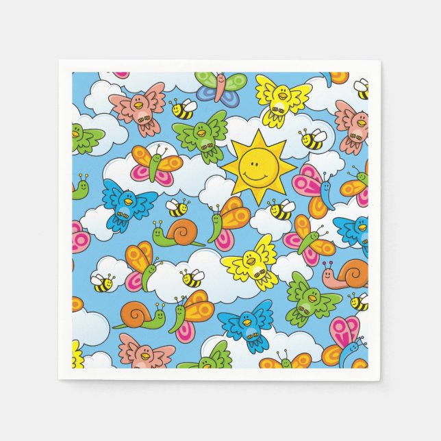Serviette En Papier Bébé Animaux Arrière - plan (Devant)