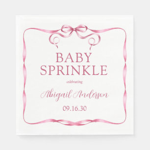 Serviette En Papier Bébé Arc-en-ciel Ruban Rose Aquarelle