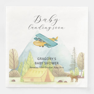 Serviette En Papier Bébé arrive bientôt Fête prénatale vintage avion f