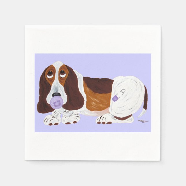 Serviette En Papier Bébé Basset Hound  (Devant)