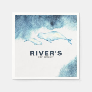 Serviette En Papier Bébé Beluga   Ocean Birthday Party