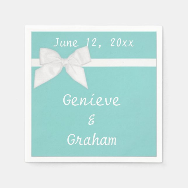 Serviette En Papier Bébé Bleu Blanc Soie  Papier Mariage (Devant)