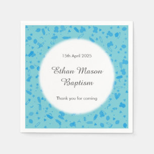 Serviette En Papier Bébé Bleu Confetti Baptême Christening