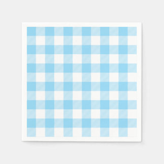 Serviette En Papier Bébé bleu et carreaux de buffle blanc Gingham