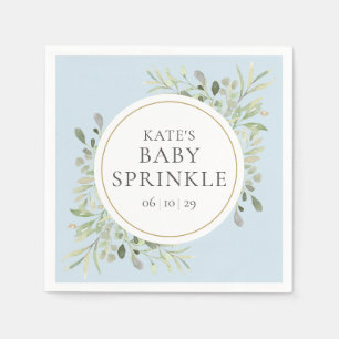 Serviette En Papier Bébé bleu Garçon verdure Baby shower d'aquarelle