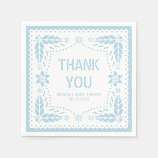 Serviette En Papier Bébé bleu papel picado Merci Baby shower