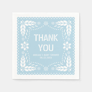 Serviette En Papier Bébé bleu papel picado Merci bébé garçon douche