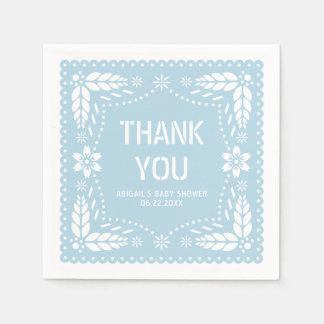 Serviette En Papier Bébé bleu papel picado Merci bébé garçon douche