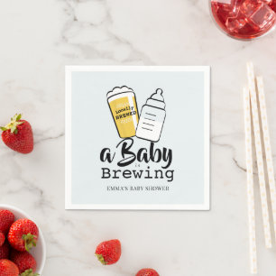 Serviette En Papier Bébé brasse de la bière Biberon Bleu Baby Shower