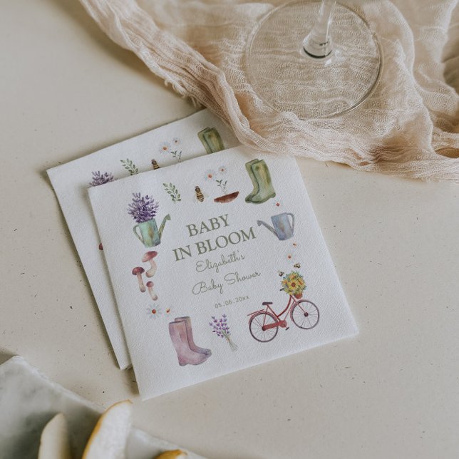 Serviette En Papier Bébé dans le Baby shower de jardin en fleurs (Créateur téléchargé)