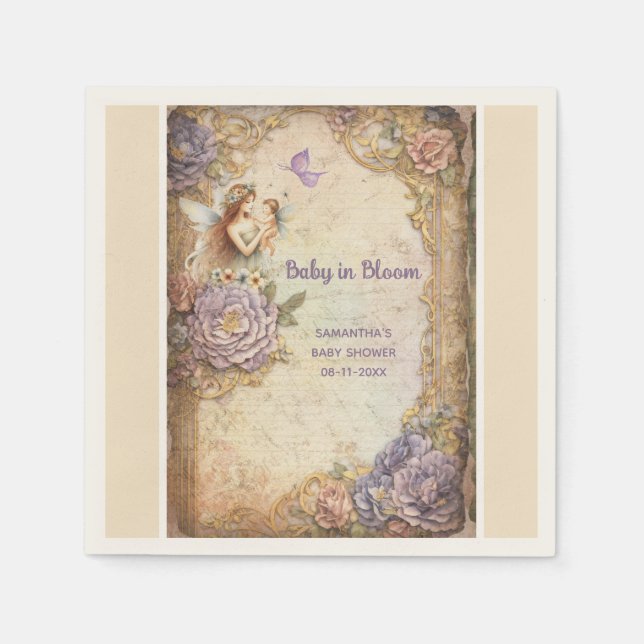 Serviette En Papier Bébé dans le baby shower en fleur (Devant)