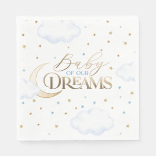 Serviette En Papier Bébé de nos rêves Lune et Étoiles Bleu Baby Shower
