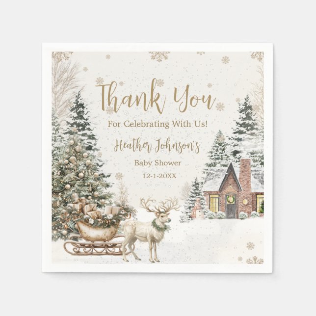 Serviette En Papier Bébé d'hiver Il fait froid, Baby shower de flocons (Devant)