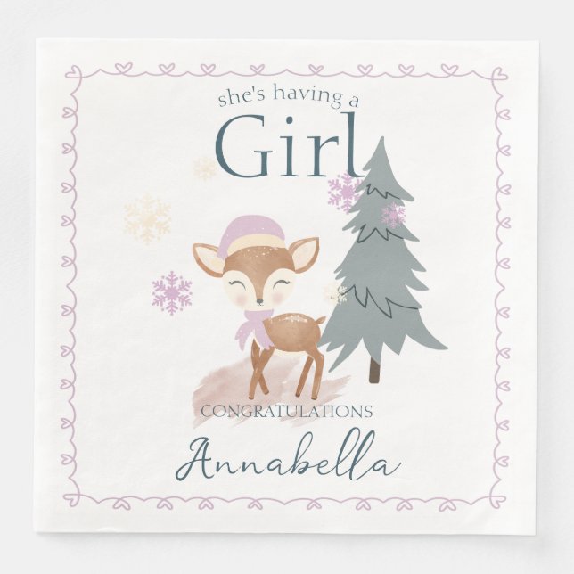 Serviette En Papier Bébé d'hiver mignonne Cerf Femme Fawn (Devant)
