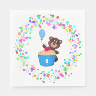 Serviette En Papier Bébé doux Ours cerise Cupcake Anniversaire