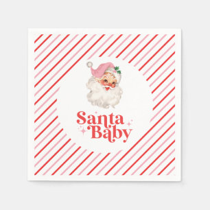 Serviette En Papier Bébé du Père Noël Rose Rétro baby shower de Noël