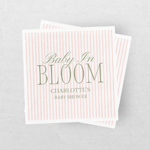 Serviette En Papier Bébé Élégant en Fleur Rose Baby Shower à Rayures