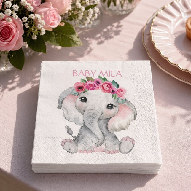 Serviette En Papier Bébé éléphant Baby Shower (Créateur téléchargé)
