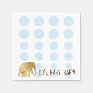 Serviette En Papier Bébé Eléphant Gold Blue