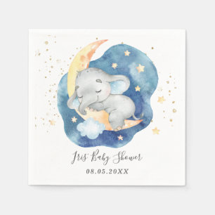 Serviette En Papier Bébé éléphant mignon endormi Lune Étoile Garçon Sh