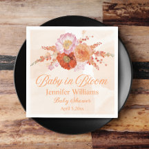 bébé en fleur, baby shower fleuri boho orange