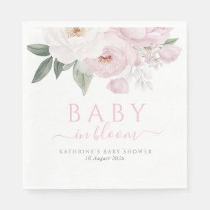 Serviette En Papier bébé en fleur baby shower fleuri rose