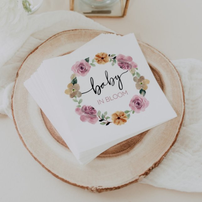 Serviette En Papier Bébé En Fleur Baby shower Floral (Créateur téléchargé)
