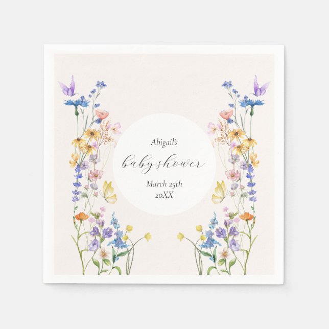 Serviette En Papier Bébé en fleur baby shower serviettes (Devant)