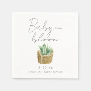 Serviette En Papier Bébé en fleur Baby shower Succulent simple