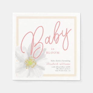 Serviette En Papier Bébé en fleur blanc marguerite Baby shower floral
