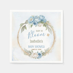 Serviette En Papier Bébé En Fleur Bleu Floral Élégant Baby shower Garç