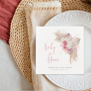 Serviette En Papier Bébé en Fleur Boho Baby shower rose Roses
